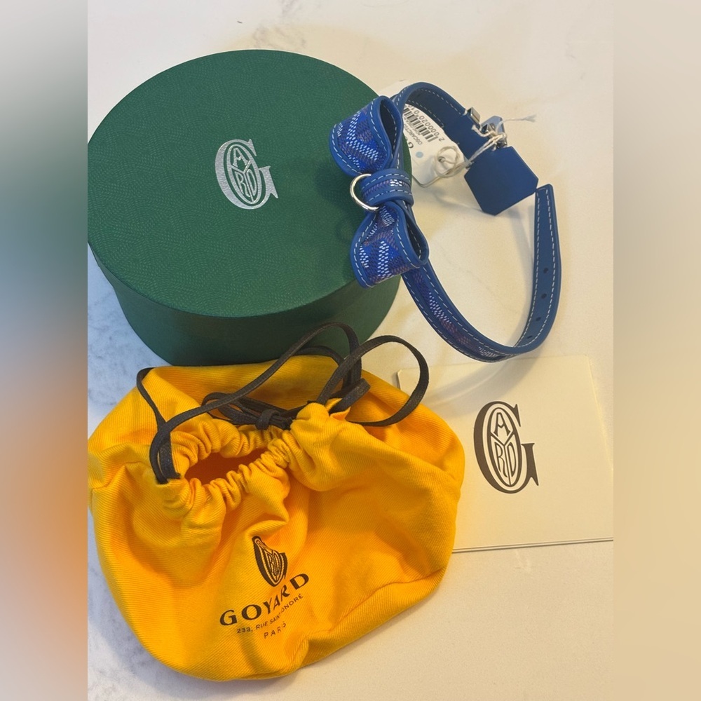 NWT Goyard OSCAR COLLAR in Blue for small dog or cat. See specs in photo size 3